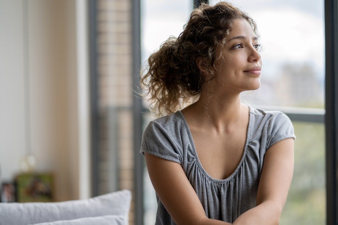 Woman gazing out the window